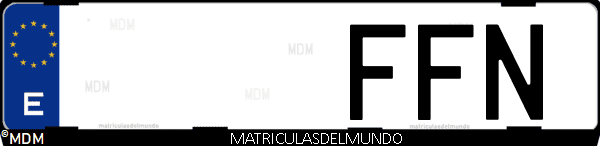 Imágen de matrícula de coche con letras FFN de España