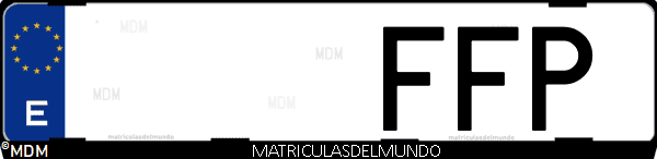 Imágen de matrícula de coche con letras FFP de España