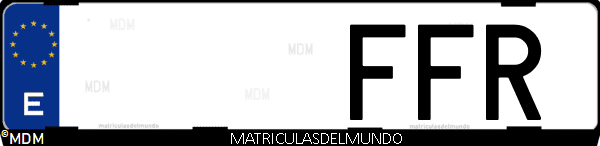 Imágen de matrícula de coche con letras FFR de España