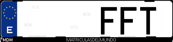 Imágen de matrícula de coche con letras FFT de España
