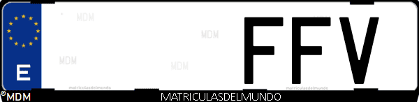 Imágen de matrícula de coche con letras FFV de España