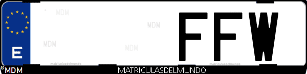 Imágen de matrícula de coche con letras FFW de España