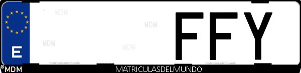 Imágen de matrícula de coche con letras FFY de España