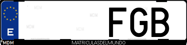 Imágen de matrícula de coche con letras FGB de España