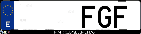 Imágen de matrícula de coche con letras FGF de España