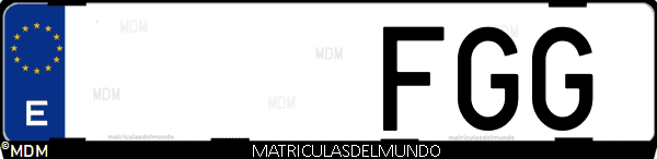 Imágen de matrícula de coche con letras FGG de España