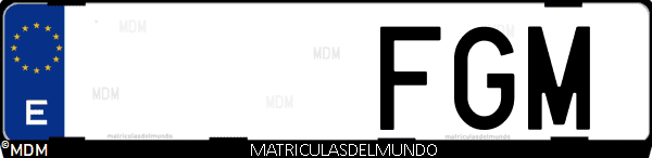 Imágen de matrícula de coche con letras FGM de España