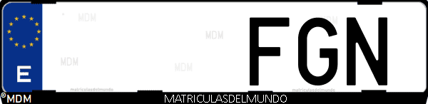 Imágen de matrícula de coche con letras FGN de España