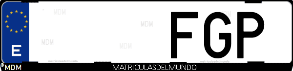 Imágen de matrícula de coche con letras FGP de España