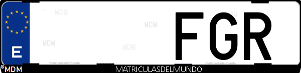 Imágen de matrícula de coche con letras FGR de España