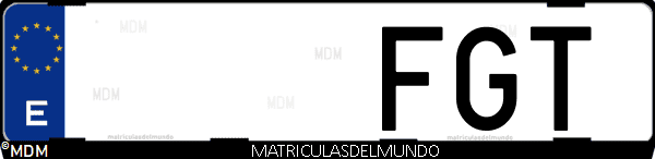 Imágen de matrícula de coche con letras FGT de España