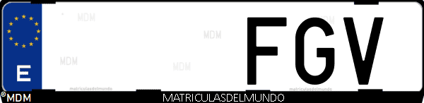 Imágen de matrícula de coche con letras FGV de España