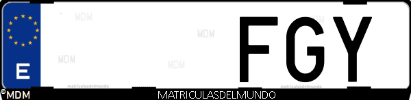 Imágen de matrícula de coche con letras FGY de España