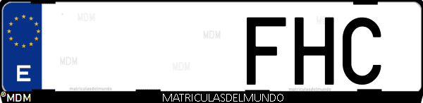 Imágen de matrícula de coche con letras FHC de España