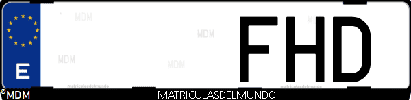 Imágen de matrícula de coche con letras FHD de España