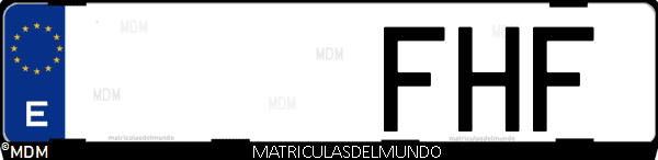 Imágen de matrícula de coche con letras FHF de España