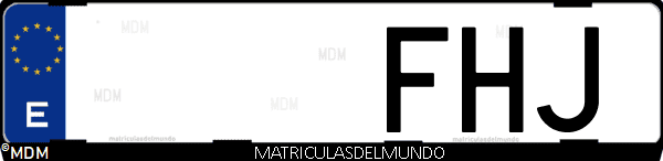 Imágen de matrícula de coche con letras FHJ de España
