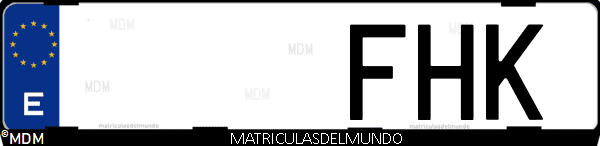 Imágen de matrícula de coche con letras FHK de España