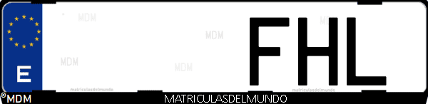 Imágen de matrícula de coche con letras FHL de España