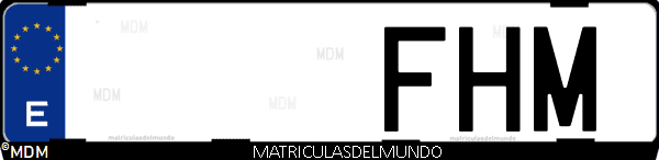 Imágen de matrícula de coche con letras FHM de España
