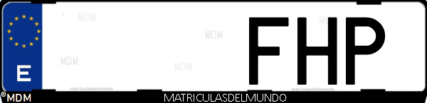 Imágen de matrícula de coche con letras FHP de España