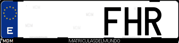 Imágen de matrícula de coche con letras FHR de España