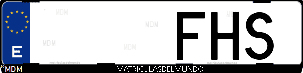 Imágen de matrícula de coche con letras FHS de España