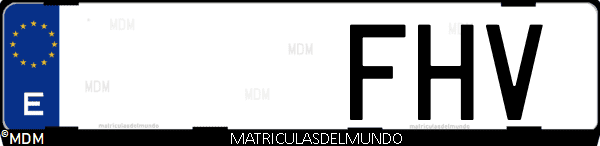 Imágen de matrícula de coche con letras FHV de España