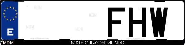 Imágen de matrícula de coche con letras FHW de España