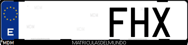 Imágen de matrícula de coche con letras FHX de España