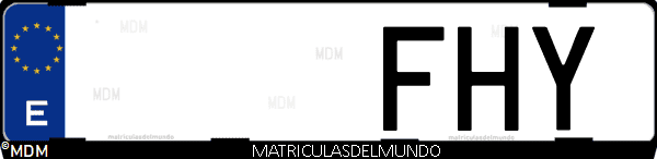 Imágen de matrícula de coche con letras FHY de España