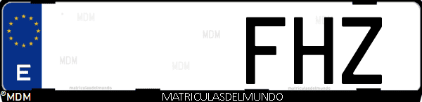 Imágen de matrícula de coche con letras FHZ de España