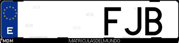 Imágen de matrícula de coche con letras FJB de España