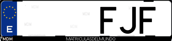 Imágen de matrícula de coche con letras FJF de España