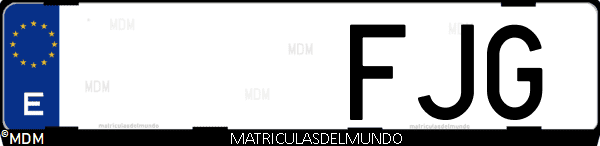 Imágen de matrícula de coche con letras FJG de España