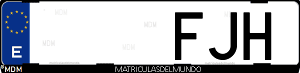 Imágen de matrícula de coche con letras FJH de España