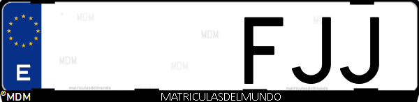 Imágen de matrícula de coche con letras FJJ de España