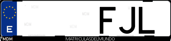 Imágen de matrícula de coche con letras FJL de España