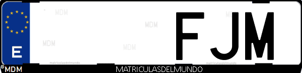 Imágen de matrícula de coche con letras FJM de España