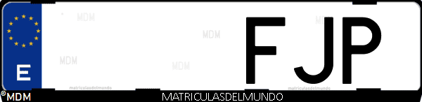 Imágen de matrícula de coche con letras FJP de España