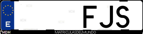 Imágen de matrícula de coche con letras FJS de España