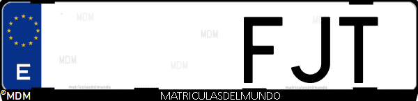 Imágen de matrícula de coche con letras FJT de España