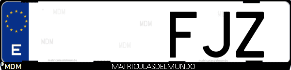 Imágen de matrícula de coche con letras FJZ de España