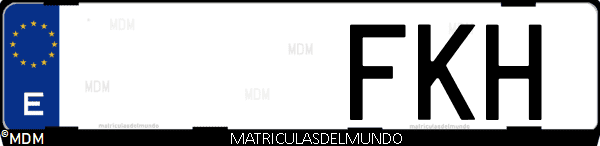Imágen de matrícula de coche con letras FKH de España