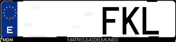 Imágen de matrícula de coche con letras FKL de España
