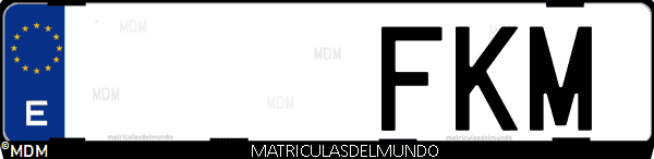 Imágen de matrícula de coche con letras FKM de España