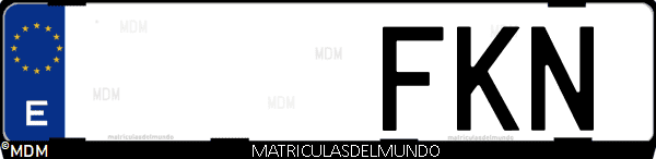 Imágen de matrícula de coche con letras FKN de España