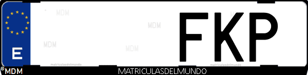 Imágen de matrícula de coche con letras FKP de España