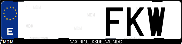 Imágen de matrícula de coche con letras FKW de España