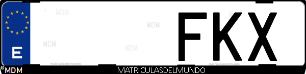 Imágen de matrícula de coche con letras FKX de España